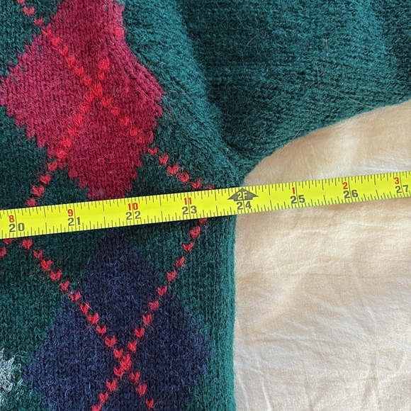 James Dalgliesh Mens Sweater Large Gray Green Red Shetland Wool Argyle Ireland - Picture 5 of 6